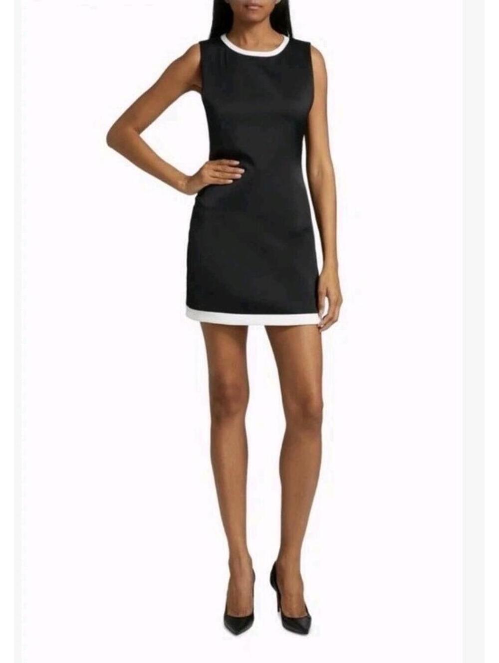 NWT Alice +  Olivia Wynell Mini Dress  Black/Off White Size 4 495$